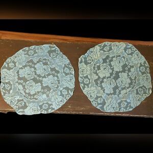 Vintage mint green circle lace doily set of 2